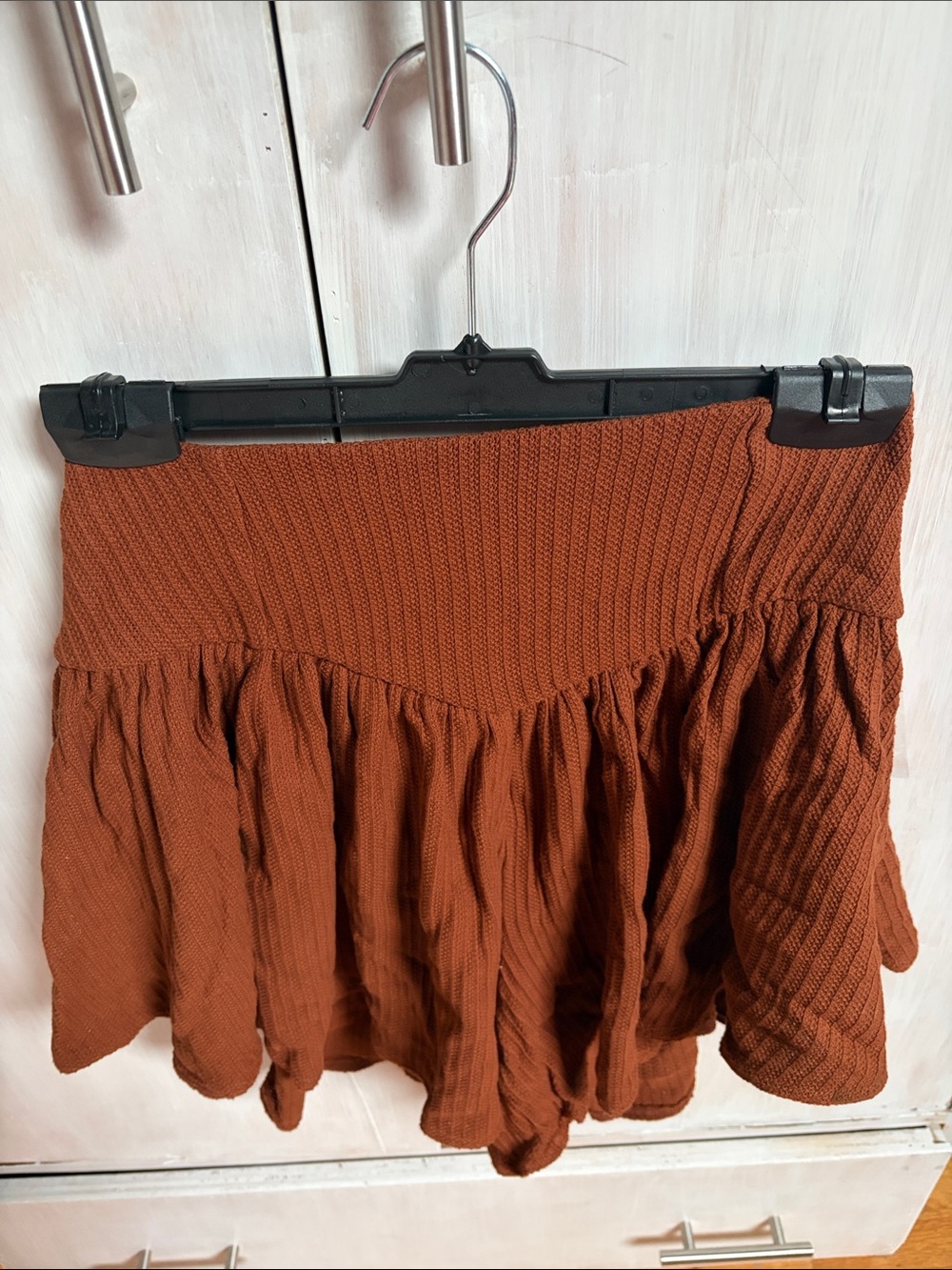 Free People Women's Rust Brown Tiered Mini Skort